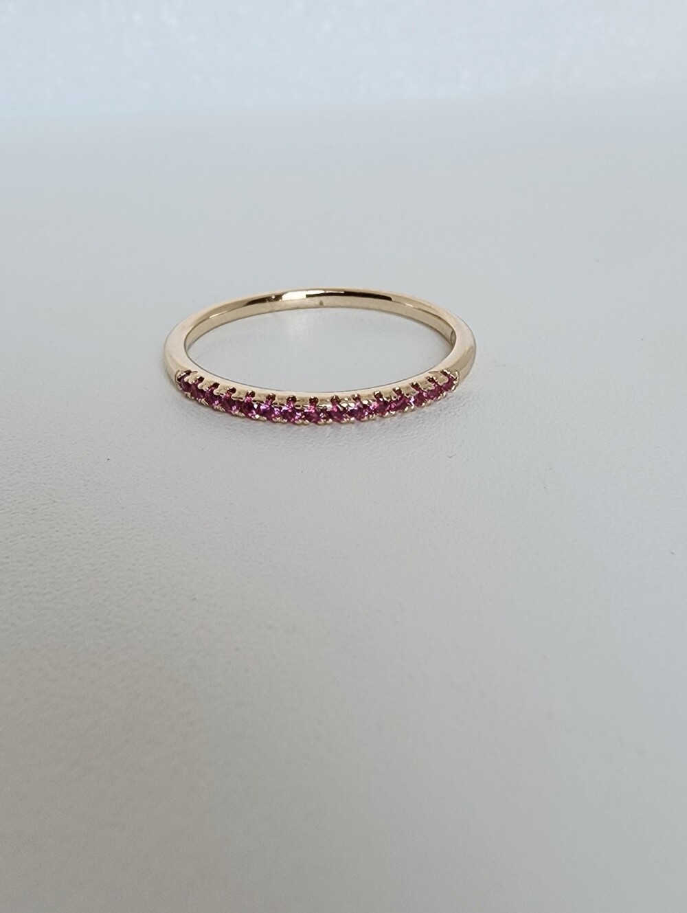 Pink Violet CZ Gold Plated Stacking Ring Dainty Band Size 6 - Picture 5 of 6